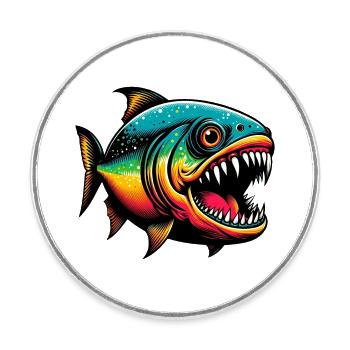 Piranha - Runder Kühlschrankmagnet - Weiß - Vorne