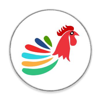 COQ. CHEVAL. POULE. COQ. ANIMAL. OISEAU. LICORNE. - Magnet rond - blanc - Devant