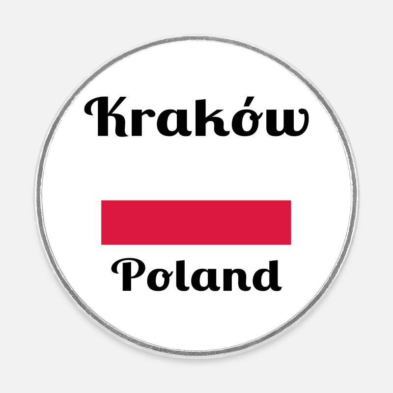 Cracovie, Pologne - Imprimés élégants - Magnet rond - blanc