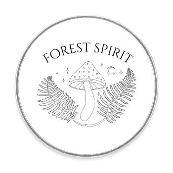 Waldgeist, Pilz und Farn - Runder Kühlschrankmagnet - Weiß - Vorne