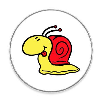 Snail cheeky tongue sticking out quickly small - Round  fridge magnet - white - Front