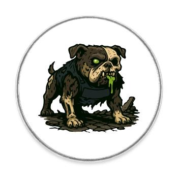 Carlin zombie groggy avec bave verte - Magnet rond - blanc - Devant