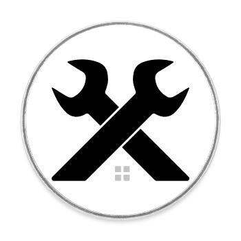 Haus & Handwerk Logo – Schraubenschlüssel gekreuzt - Runder Kühlschrankmagnet - Weiß - Vorne