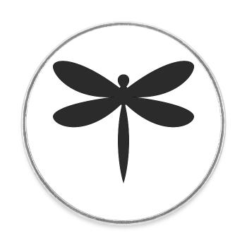 Libelle Silhouette  - Runder Kühlschrankmagnet - Weiß - Vorne