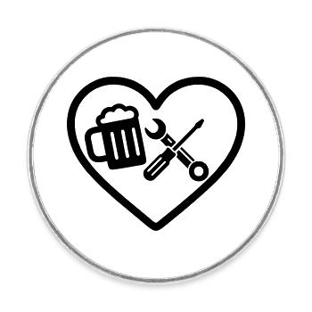 Heart Beer DIY-Humor - Runder Kühlschrankmagnet - Weiß - Vorne