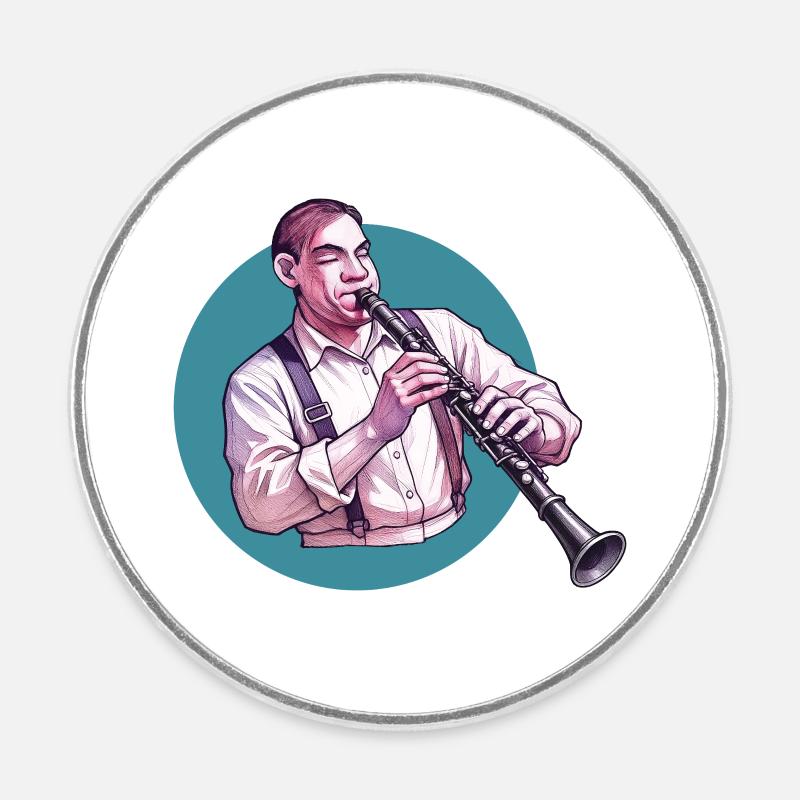 CLARINETIST #2 – Klang & Bild - Runder Kühlschrankmagnet - Weiß
