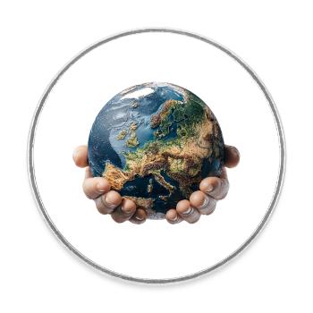 Earth in Hands: Global Responsibility - Round  fridge magnet - white - Front