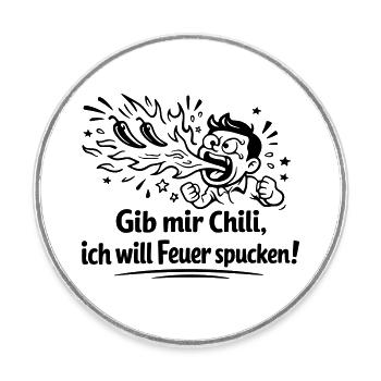 Fire Spitting Eating Chili - Round  fridge magnet - white - Front