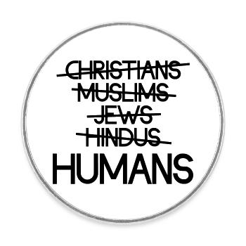 Les humains avant la religion - Message - Magnet rond - blanc - Devant