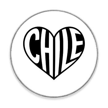 Chile Herz Typografie  - Runder Kühlschrankmagnet - Weiß - Vorne