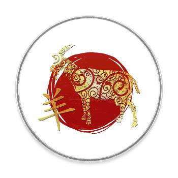 Horoscope du zodiaque chinois de la chèvre - Magnet rond - blanc - Devant