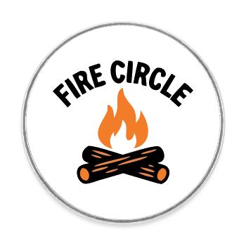 Lagerfeuer Feuerstelle Camping Pfadfinder - Runder Kühlschrankmagnet - Weiß - Vorne