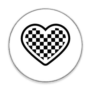 checkerboard heart - Runder Kühlschrankmagnet - Weiß - Vorne