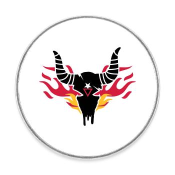 Bull crâne avec des flammes - Magnet rond - blanc - Devant