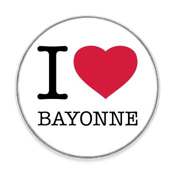 I LOVE BAYONNE France Frankreich - Magnet rond - blanc - Devant