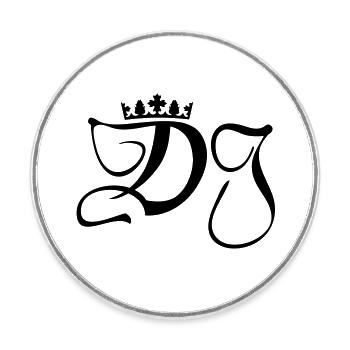 DJ-disc-jockey -monogramme avec la couronne - Magnet rond - blanc - Devant