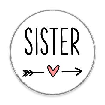 Sister coeur flèche amour petite amie cadeau - Magnet rond - blanc - Devant
