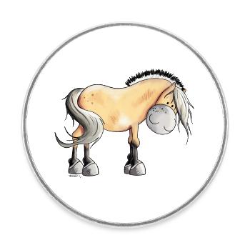 Happy Fjord Horse - Round  fridge magnet - white - Front