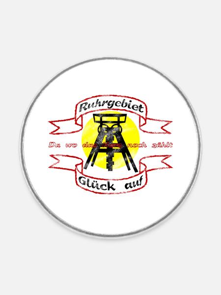 Ruhrgebiet Zeche Glück auf - Runder Kühlschrankmagnet - Weiß