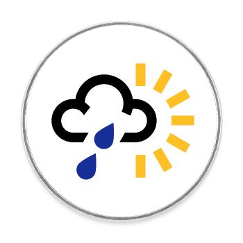 symbole météorologique pluie averse nuage icône soleil soleil - Magnet rond - blanc - Devant