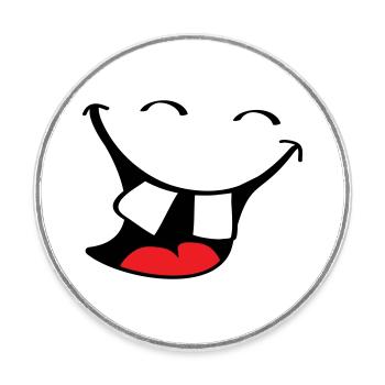Großes Lächeln. Glücklicher, lächelnder Mund, Lippen Gesicht. - Runder Kühlschrankmagnet - Weiß - Vorne