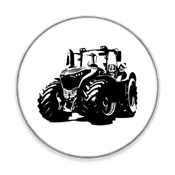 Starker Deutscher Traktor mit roten Felgen - Runder Kühlschrankmagnet - Weiß - Vorne