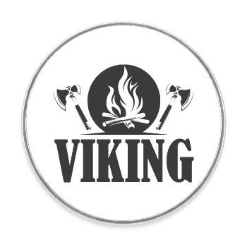 viking wikinger Symbol Axt Symbol Feuer Grafik - Runder Kühlschrankmagnet - Weiß - Vorne