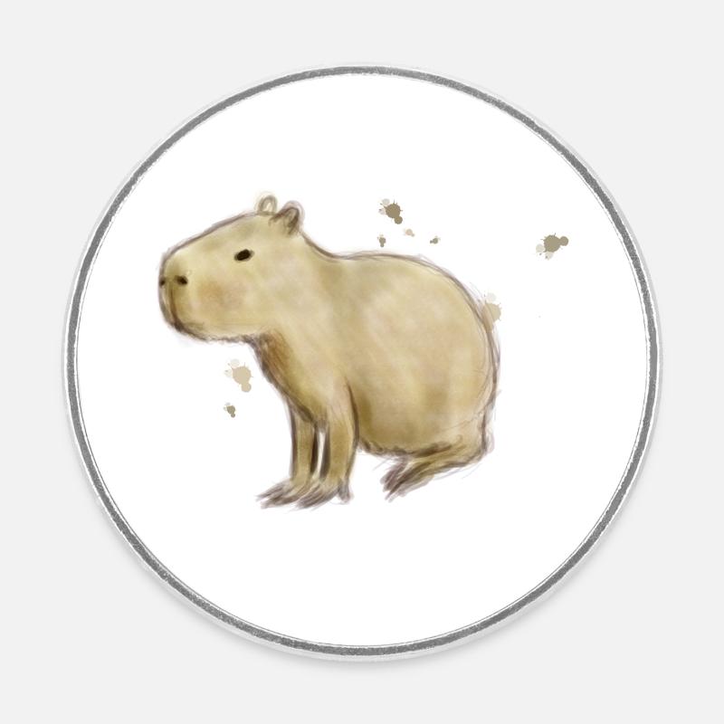 Capybara - Magnet rond - blanc