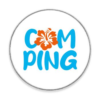 Camping Camper Hawai Urlaub Ferien Caravan Fan - Runder Kühlschrankmagnet - Weiß - Vorne