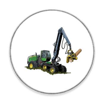 Moissonneuse-batteuse, Moissonneuse-batteuse - Magnet rond - blanc - Devant