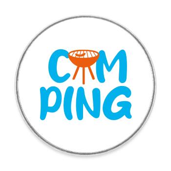 Camping Grill Camper Bratwurst Grillmeister Fan - Runder Kühlschrankmagnet - Weiß - Vorne
