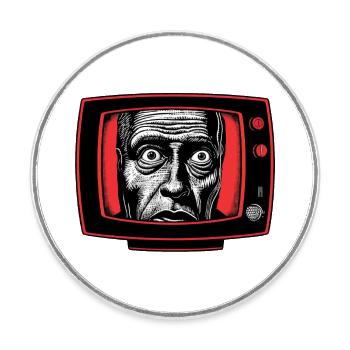 TV 02 - Round  fridge magnet - white - Front
