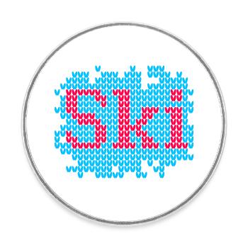 Ski Knit Hut Magic Knit Ski Holiday Fan - Round  fridge magnet - white - Front