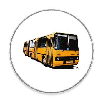 Yellow Ikarus Bus Z80 - Round  fridge magnet - white - Front