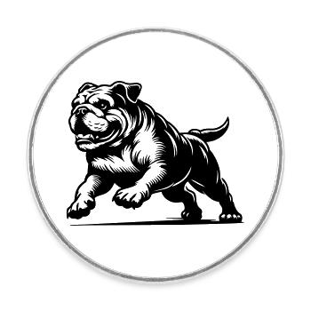Englische Bulldogge - Runder Kühlschrankmagnet - Weiß - Vorne