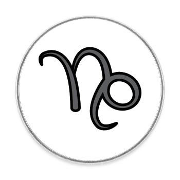 Steinbock Sternzeichen Symbol Schwarz & Grau - Runder Kühlschrankmagnet - Weiß - Vorne