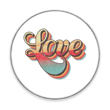 Design d’amour rétro - Magnet rond - blanc - Devant