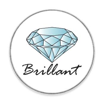 Diamant brillant - Magnet rond - blanc - Devant