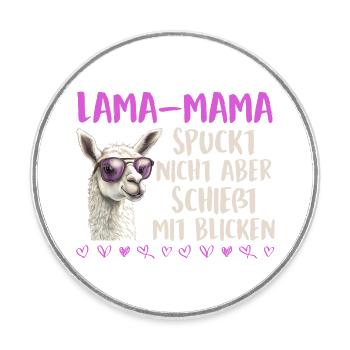 Soon mom LLAMA MOM DOESN'T SPIT LOOKS - Round  fridge magnet - white - Front