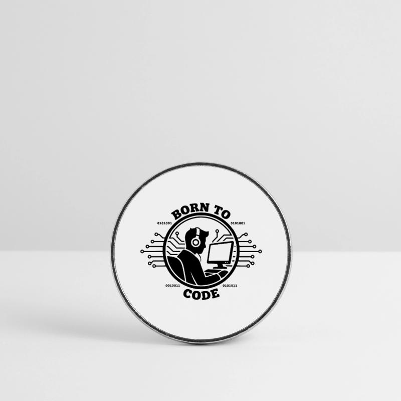 Coder Born to Code Programmer Round  fridge magnet