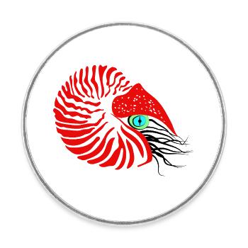 Pearl boat, ammonite, cephalopod, nautilus - Round  fridge magnet - white - Front