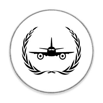 Couronne de symbole d’avion - Magnet rond - blanc - Devant