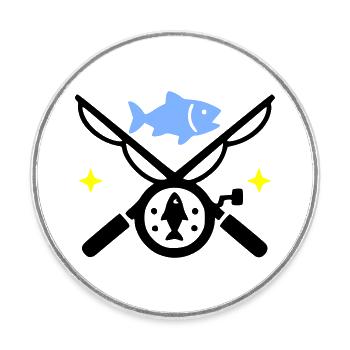 Fishing & Fishing | Petri Heil Hobby Logo - Round  fridge magnet - white - Front