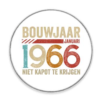 Baujahr Januar 1966 kann nicht gebrochen werden - Runder Kühlschrankmagnet - Weiß - Vorne