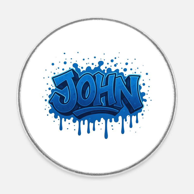 Graffiti JOHN Name Gift Ideal Printable On - Round  fridge magnet - white