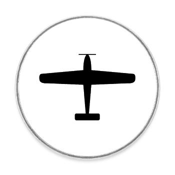 Silhouette d’avion noir - Magnet rond - blanc - Devant