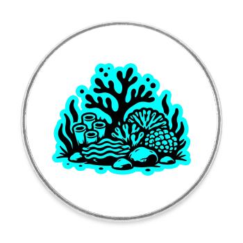 Coral Reef Ocean Coral Icon - Round  fridge magnet - white - Front