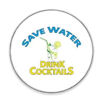 Cocktails - Round  fridge magnet - white - Front