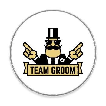 Team Groom (Pointing Stag Night Bachelor Party 3C) - Round  fridge magnet - white - Front