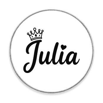 Julia Name Krone Herz Kalligraphie personalisiert - Runder Kühlschrankmagnet - Weiß - Vorne